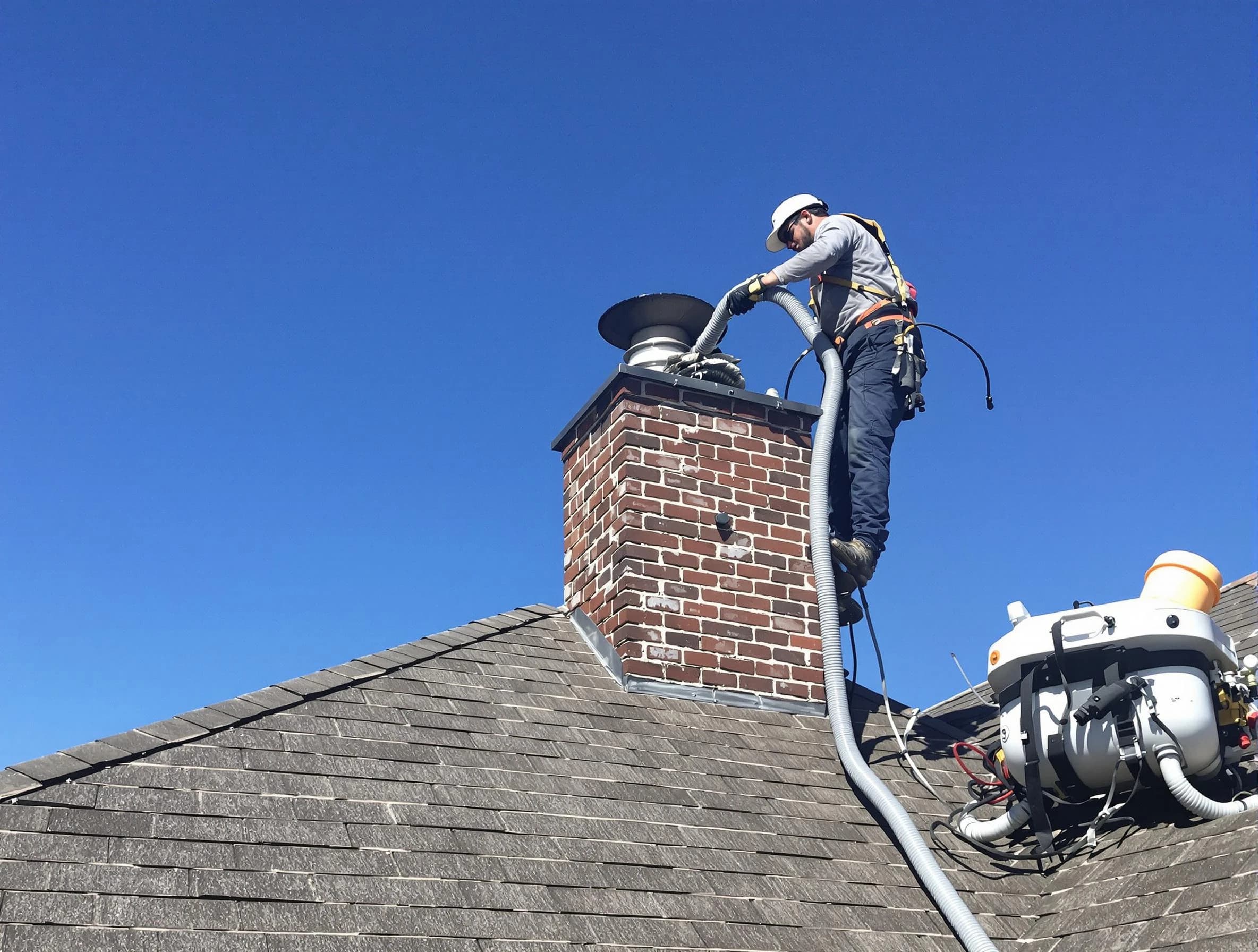 Dedicated South Brunswick Chimney Sweep team member cleaning a chimney in South Brunswick, NJ