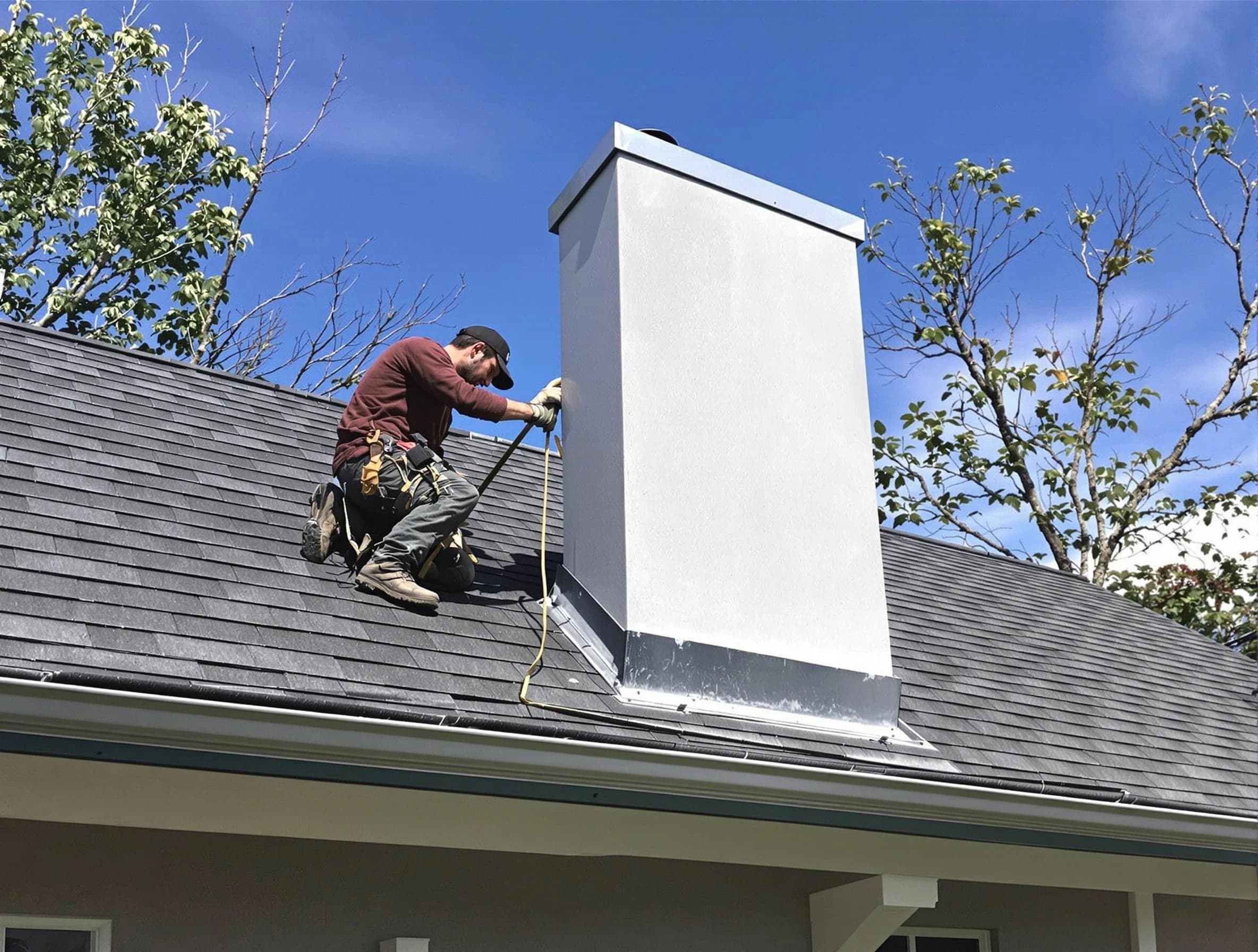 South Brunswick Chimney Sweep team member finishing chimney construction in South Brunswick, NJ