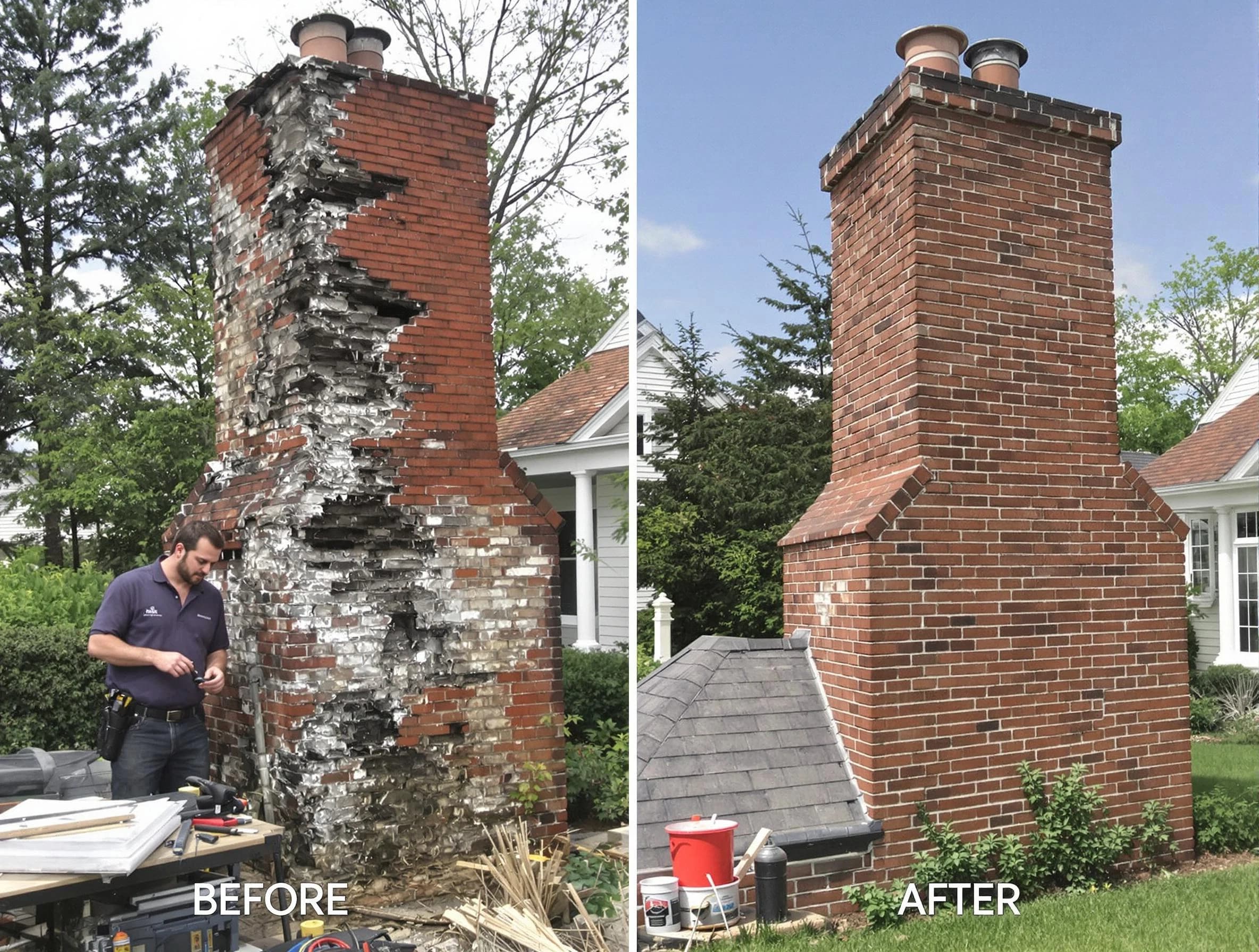 South Brunswick Chimney Sweep performing a full chimney restoration in South Brunswick, NJ