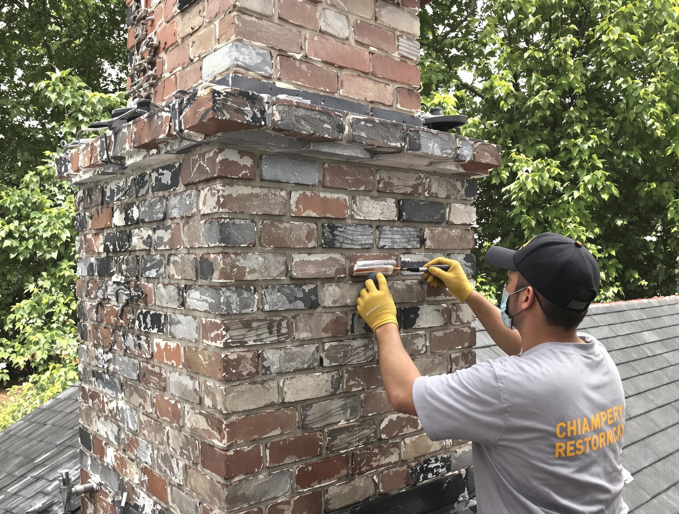 In-progress chimney restoration by South Brunswick Chimney Sweep in South Brunswick, NJ