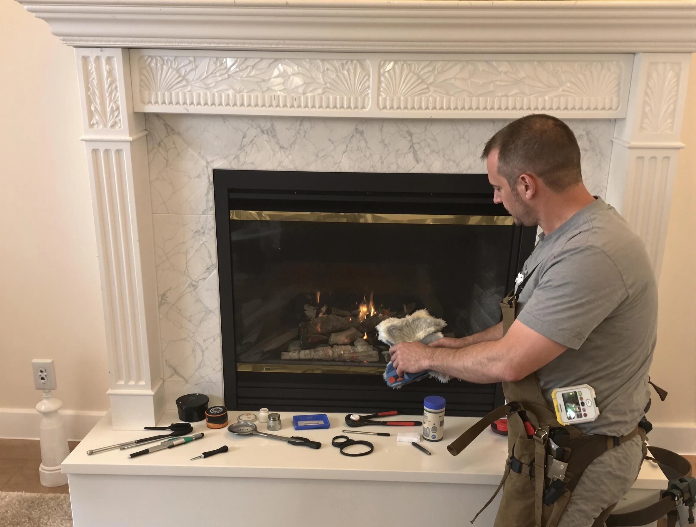 South Brunswick Chimney Sweep performing fireplace maintenance in South Brunswick, NJ