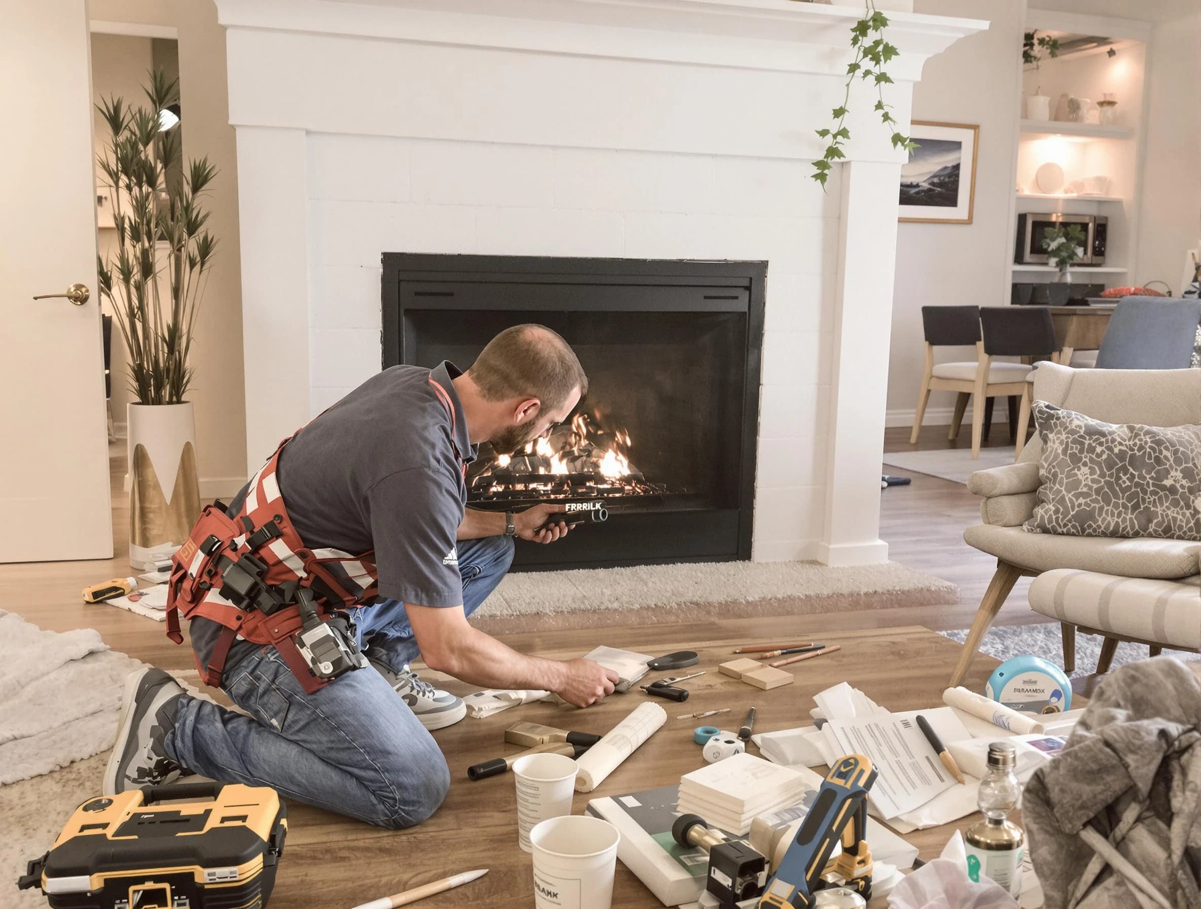 South Brunswick Chimney Sweep performing fireplace repair in South Brunswick, NJ